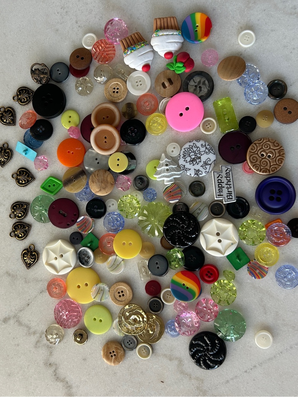 Assorted Buttons and Charms - Multicolor Craft Pack